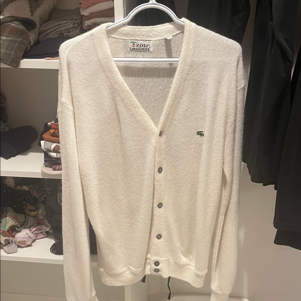 Lacoste Off-White Cardigan Sweater